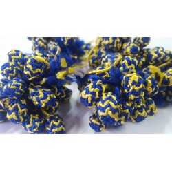 100 Pcs Blue Yellow Handmade Moroccan Knots Ball Tie Buttons 1.9cm/1.1cm