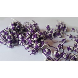 Handmade Moroccan Knots Ball Tie Buttons 1cm/1cm 100 Pcs Vivid Violet White